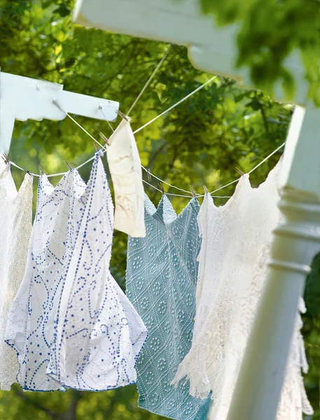 Clothes Drying on Clothesline Royalty Free Stock Photos