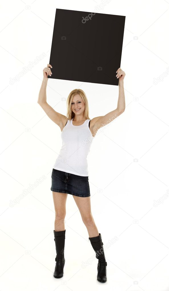 Attractive Model Holding Blank Signboard