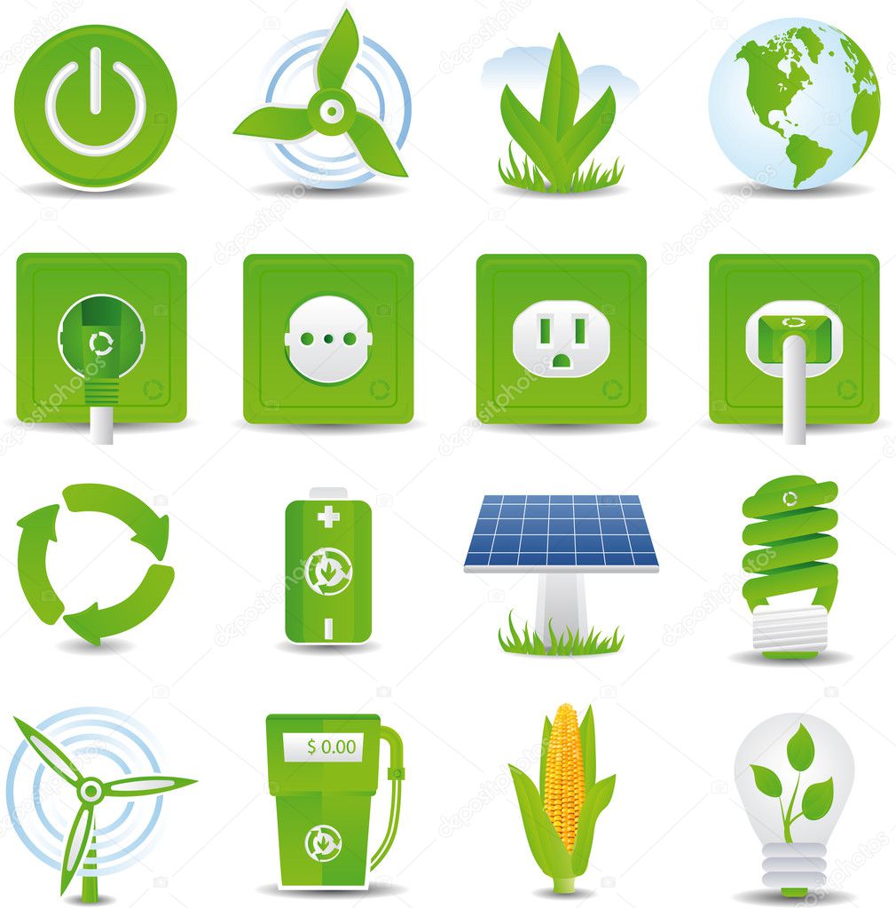 Green energy icon set