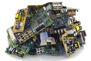 Broken electronics on a garbage dump clipart