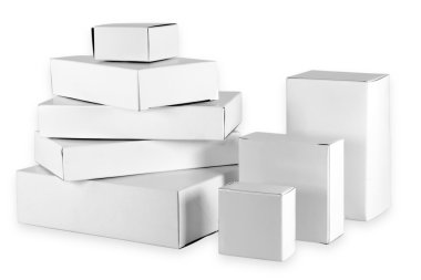 Isolated set of small cardboard boxes clipart