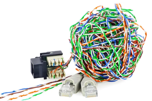 Ball from a twisted pair and connectors — Stock Photo, Image