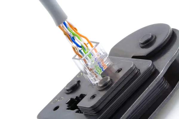 Internet cable patching macro — Stock Photo, Image