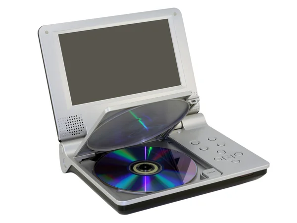 Компактний DVD програвач з диском — стокове фото