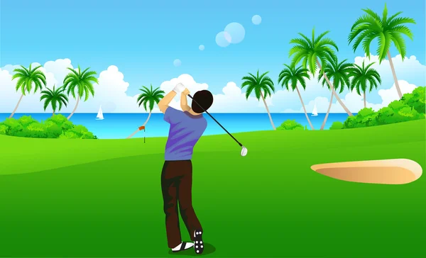 Человек играет в гольф — стоковый вектор