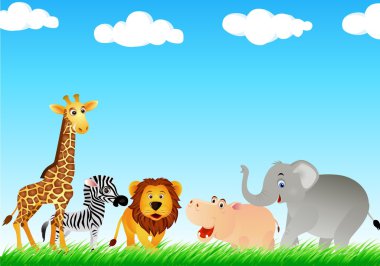 Funny animal cartoon clipart