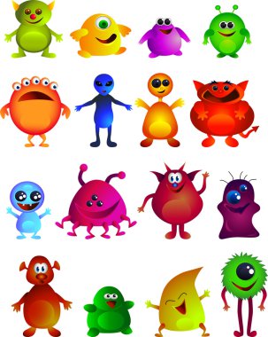 Collection of cute little monster clipart