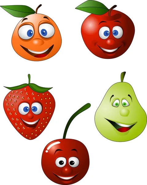 Dibujos animados de frutas divertidas — Vector de stock