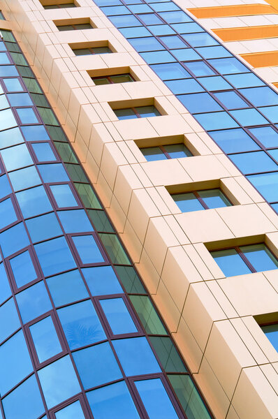 Blue anf beige office building background