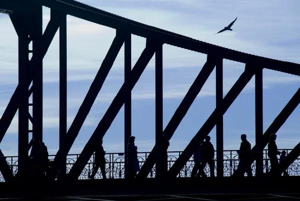 Bir köprünün silueti — Stok fotoğraf