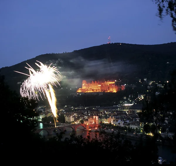 Vuurwerk in heidelberg, Duitsland — Stockfoto