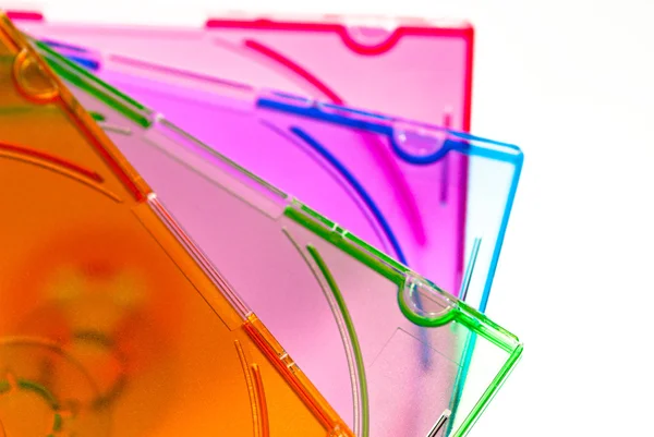 Eine Gruppe von CD- / DVD-Hüllen, farbenfroh — Stockfoto