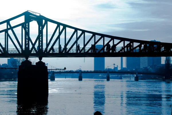 Eiserner steg most ve Frankfurtu Royalty Free Stock Obrázky