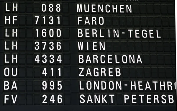 Airpor-Panel mit Flügen Stockbild