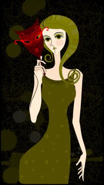 Illustrated abstract girl with mask clipart