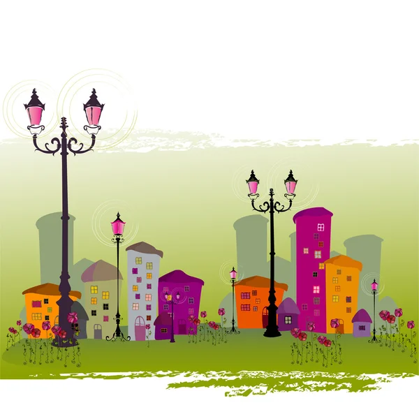 Cute illustrated abstract city — Stock Photo, Image