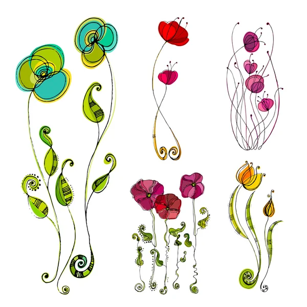 Ilustrované roztomilý květiny — Stock fotografie