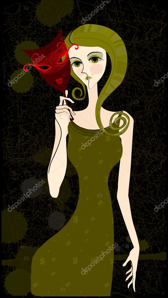 Illustrated abstract girl with mask — Stock Photo © re_bekka 2594634
