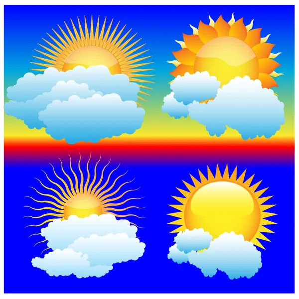 Different kinds Sun Set — Stock Vector