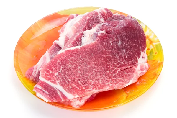 O grande pedaço de carne fresca de mármore cru — Fotografia de Stock