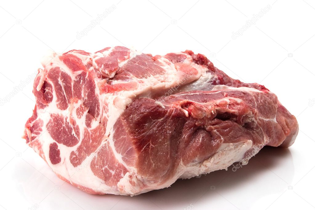 The big piece of fresh raw marble meat