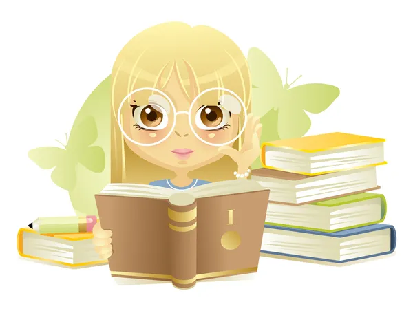 Κορίτσι ανάγνωση του βιβλίου — Διανυσματικό Αρχείο