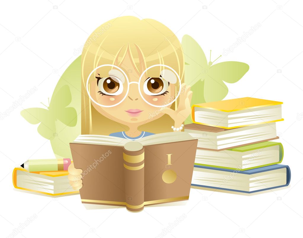 Girl reading the book