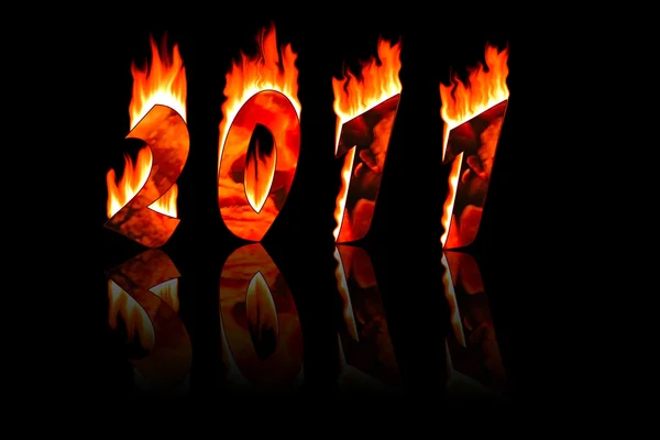 Numery nowy rok 2011 w ogień — Zdjęcie stockowe