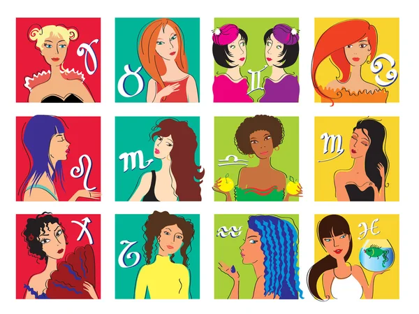 Chicas del zodiaco — Archivo Imágenes Vectoriales