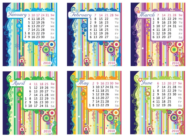 Kalendáře 2010 část 1 — Stockový vektor