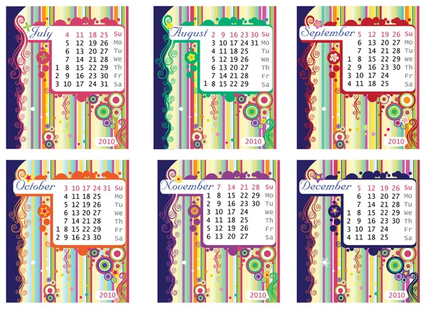 Календар 2010 частина 2 — стоковий вектор