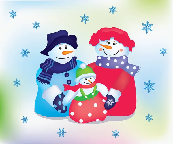 Gelukkig sneeuwpop familie — Stockvector