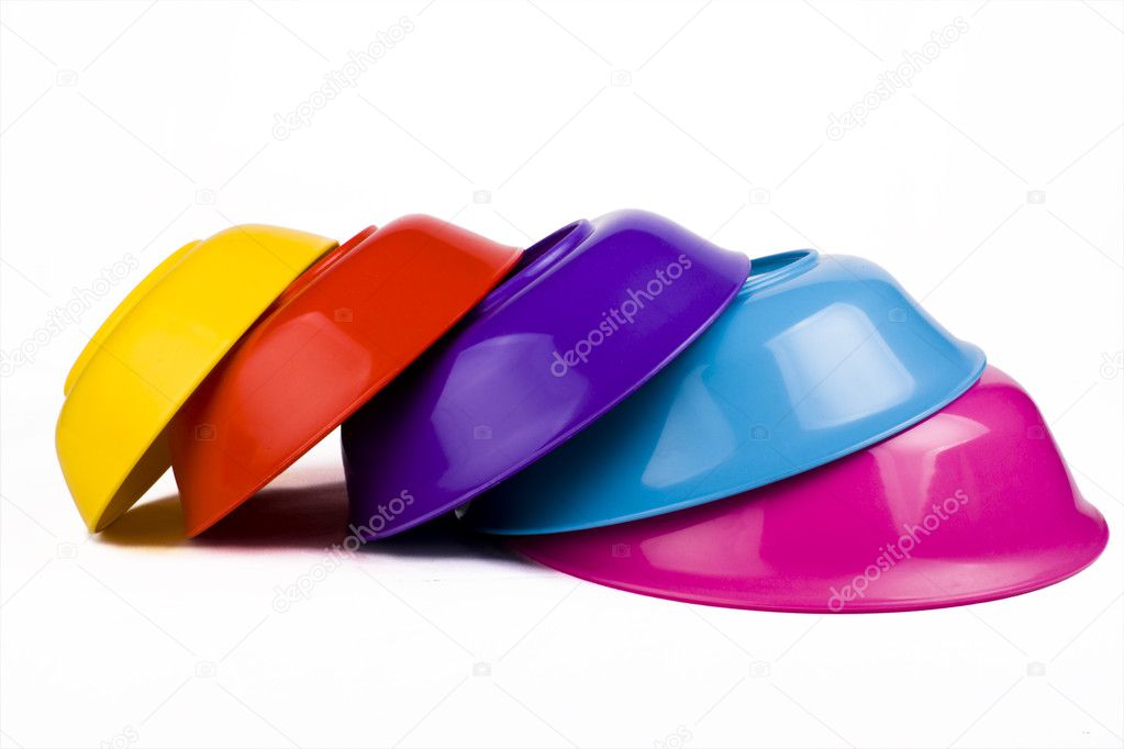 Colored plastic bowls