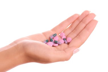 Hand holding pills clipart