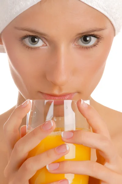 Woman portrait with juice — Stock Photo, Image