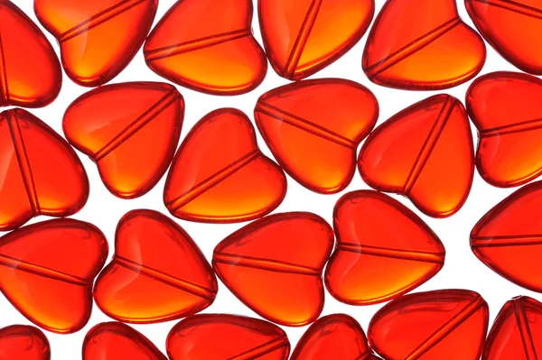Red glass hearts — Stock Photo, Image
