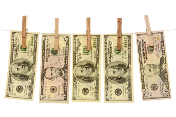Dollars hanging on — Stock Photo, Image
