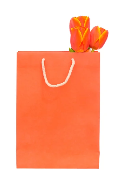 Táska tulipánnal — Stock Fotó