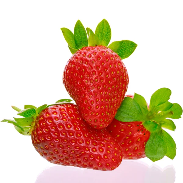 Three delicious strawberries — Stock Photo, Image