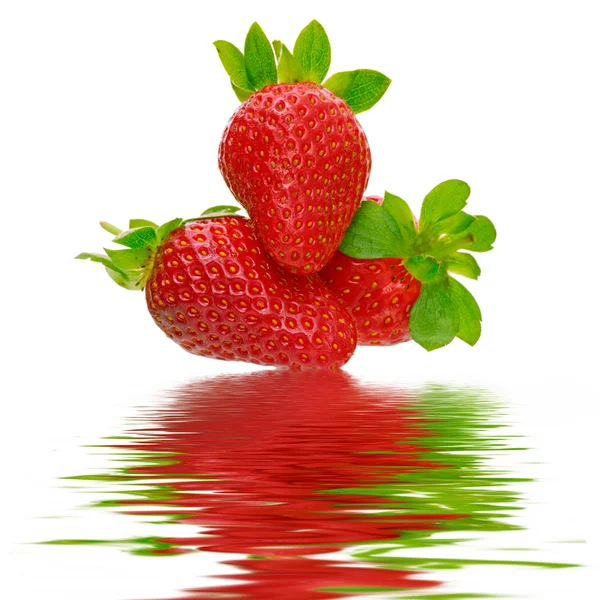 Strawberries with flood — Stock Photo, Image