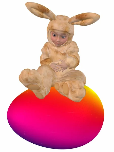 Carino coniglietto di Pasqua con uovo — Foto Stock
