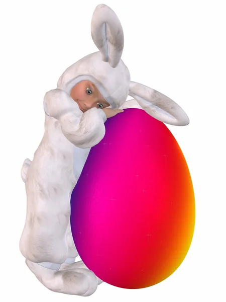 Милый пасхальный кролик с яйцом — стоковое фото