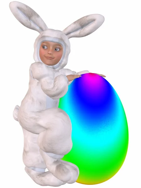 Cute Easter króliczek z jajkiem — Zdjęcie stockowe