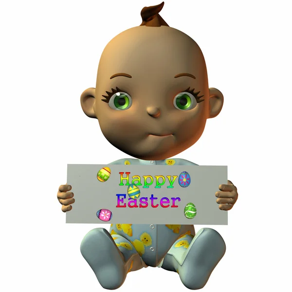 3D Figure with Happy Easter Sign — Stock Photo, Image
