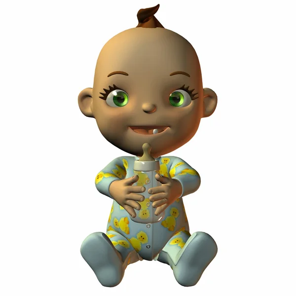 Bebé Toon con biberón — Foto de Stock