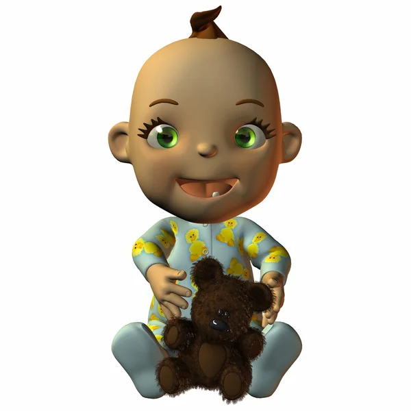 Toon dítě s teddy — Stock fotografie