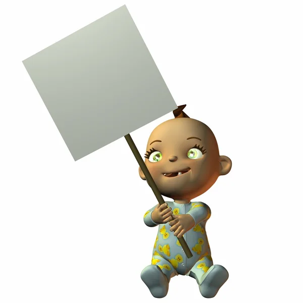 Toon Baby with Sign — Stock Photo, Image