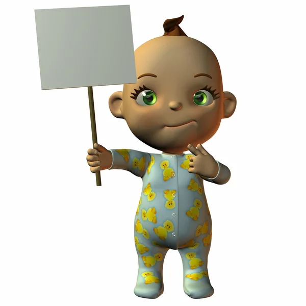 Toon Baby with Sign — Stock Photo, Image