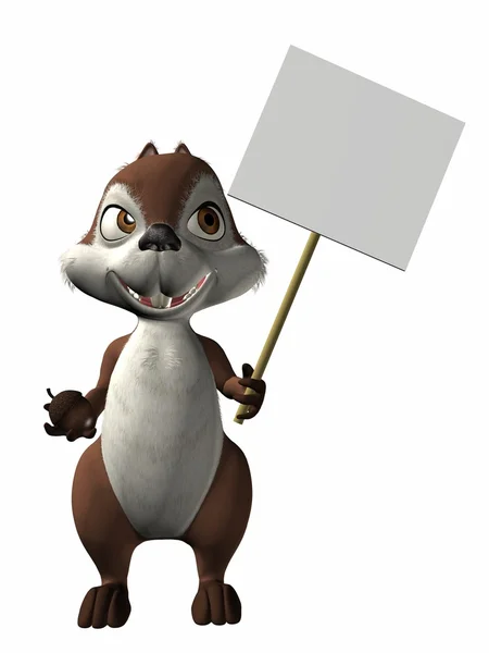 Toon Squirrel with Sign — Stock Photo, Image