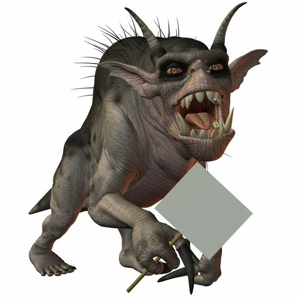 Fantasy Monster with Sign — Stock Photo, Image